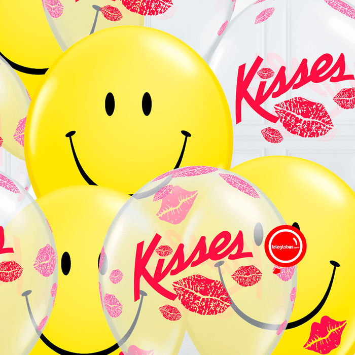 12 globos inflados con helio -Smilie/Kisses- Bio* -RAC028-