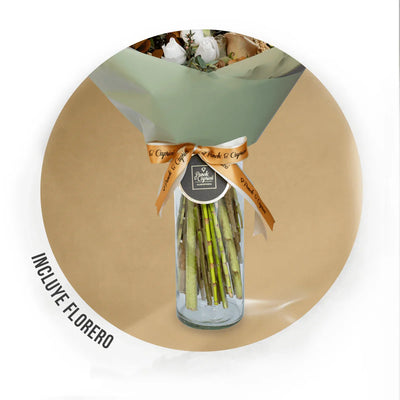 Rosas Amnesia, Rosas Náuticas, Eucalipto Marrón Preservado y Protea Seca -ALA011-