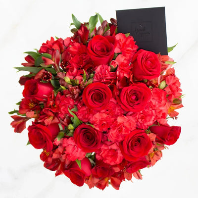 Blumenarrangement aus 12 Rosen, Nelken und Alstromelien -GI009-