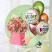 Arreglo Floral de Rosas Hermosas, Rosas Señorita y Lisianthus Rosada + Bouquet de Globos Inflados con Helio -SET071-