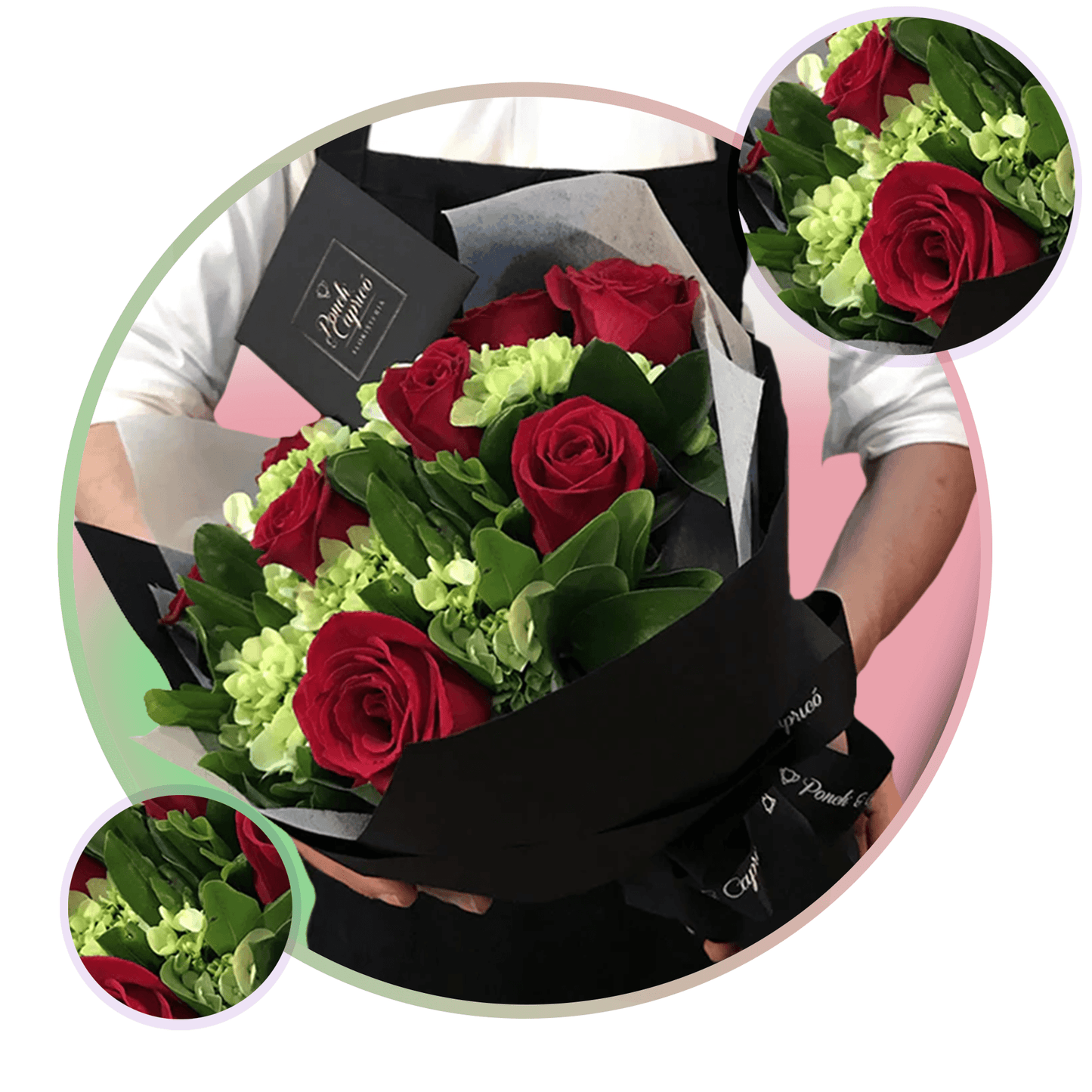 Bouquet Rosas Rojas. FLORERIA CDMX DF MEXICO Ponch y Caprico