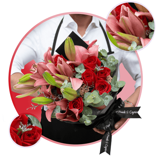 BouquetdeRosasRojas_LilliesyAquilea