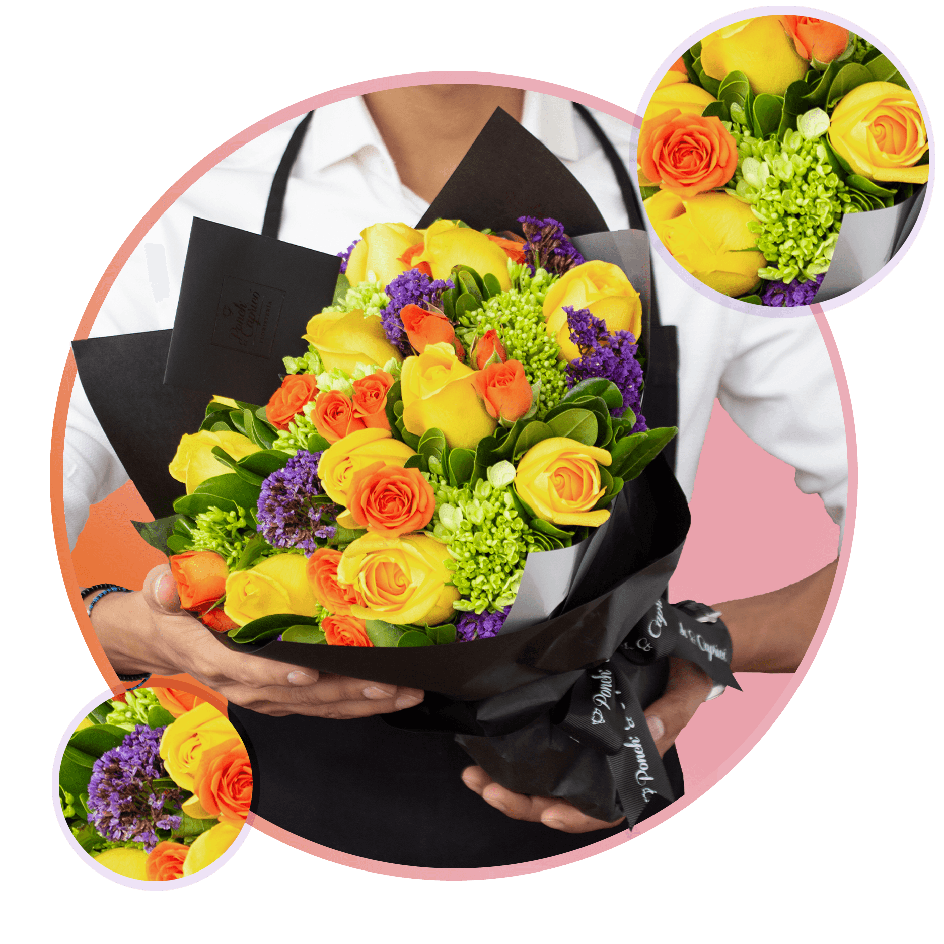 Bouquet de Rosas, Mini Rosas y Hortensias