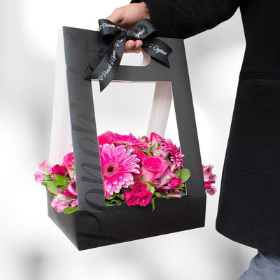 Canasta de Gerberas, Rosas y Mini Rosas Fuchsia -PCAN019-1 Ponch y Caprico Envio de flores a domicilio CDMX_ 2