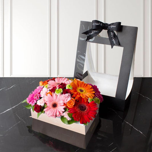Canasta de Gerberas y Mini Rosas -PCAN016- Envio de flores a domicilio CDMX Ponch y Caprico