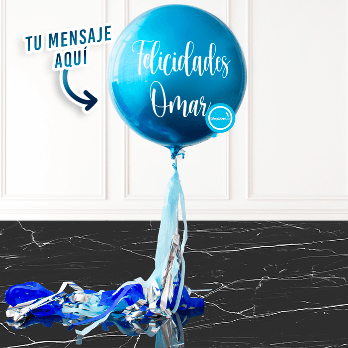 Globo INFLADO ORBZ 15" Azul Rey con helio personalizado