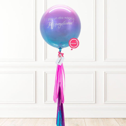 Orbz Rosa/Lila/Azul con helio personalizado -Día mágico- | Globos y Regalos Teleglobos.com.mx.