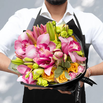 Bouquet de Orquídeas, Rosas, Lisianthus y Lillies