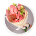 Ramillete de Rosa Hermosa, Lisianthus Durazno y Leucus Naranja - PRAM033