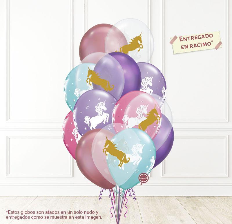 14 globos inflados con helio -Unicornios Carrusel- Bio*
