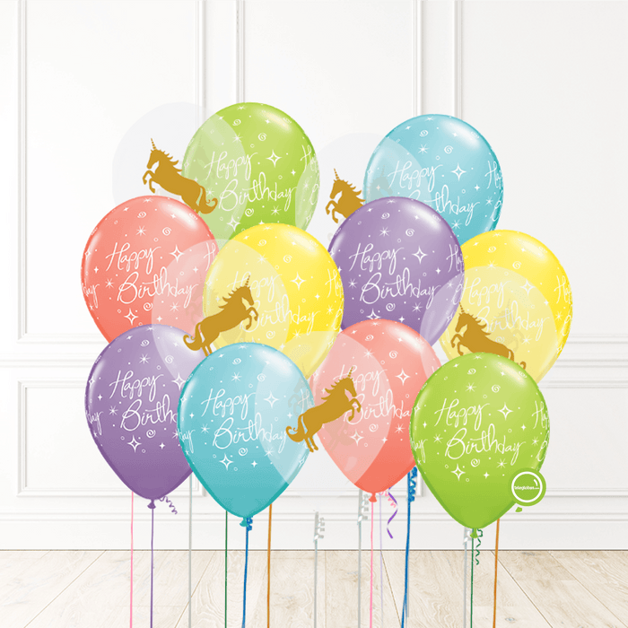 15 globos inflados con helio -Sorbet Birthday & Unicorns- Bio* -RAC002-